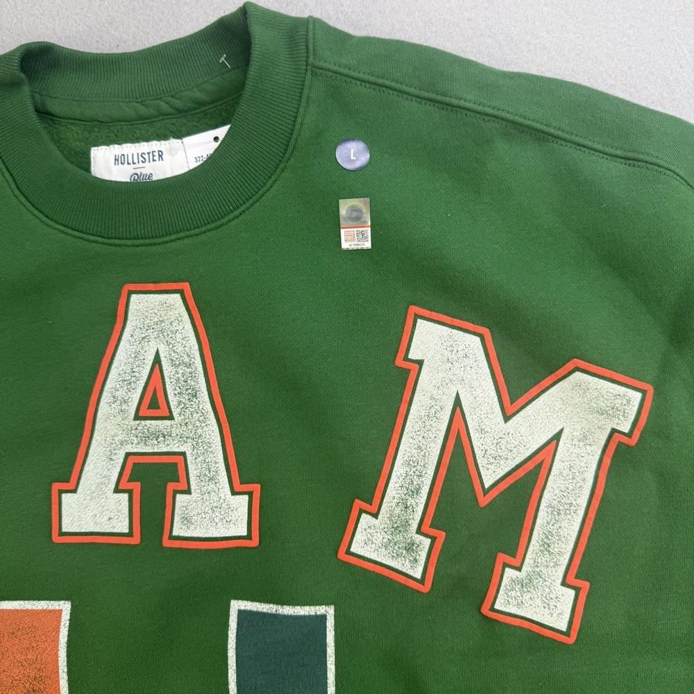 Hollister Miami Hurricanes Sweatshirt Men's Large Brand New W/Tags Boxy Fit NCAA - Picture 7 of 10